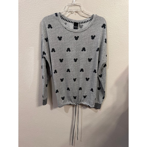 Disney Mickey Mouse Gray Long Sleeve Pullover Drawstring Top - Women's Medium - Picture 1 of 4